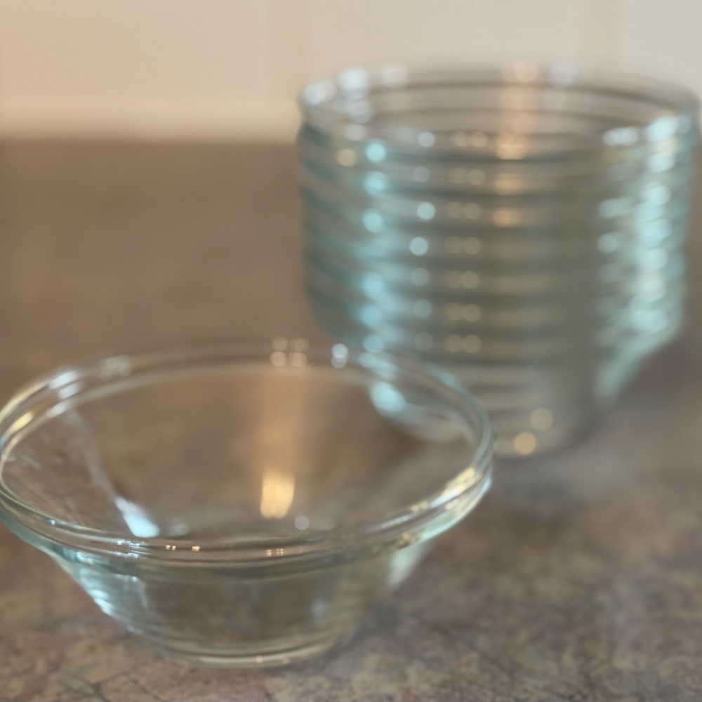 70's Clear Glass Dessert Bowls - 8 - Ice Cream Dishes - Sorbet - Custard Cups